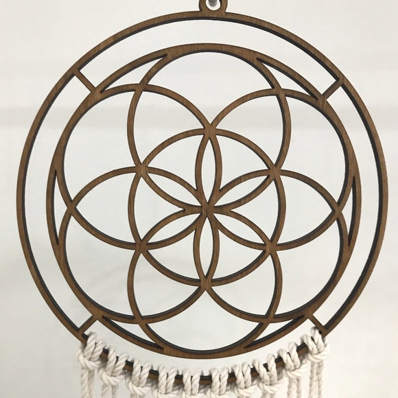 Macrame Planter Hanging Boho Decor Sacred Geometry - Picture 4 of 7